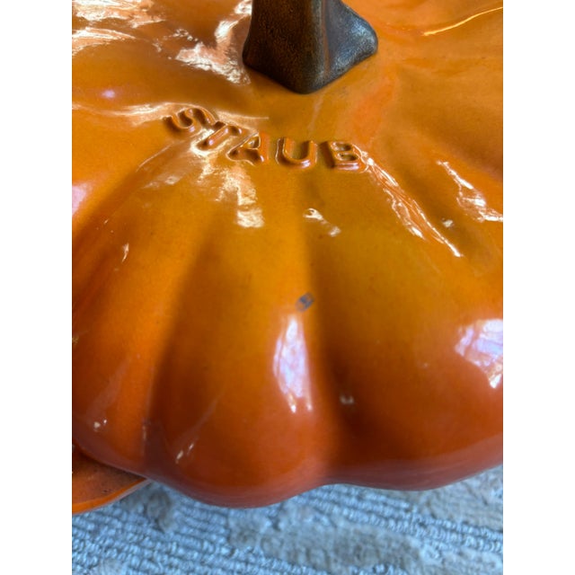 Realism Staub Cast Iron Pumpkin Dutch Oven For Sale - Image 3 of 10