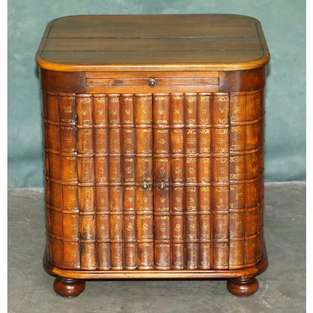 Faux Book Fronted Hardwood Library Side Cabinets by Theodore Alexander, Set of 2 For Sale - Image 3 of 18