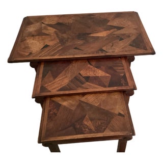 Art Nouveau Specimen Wood Nesting Tables by Emile Galle, 1900s, Set of 3 For Sale