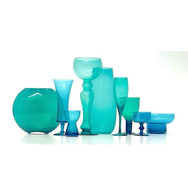 Vintage Turquoise & Aqua Decorative Glass Super Group - 36 Pieces For Sale In Miami - Image 6 of 6
