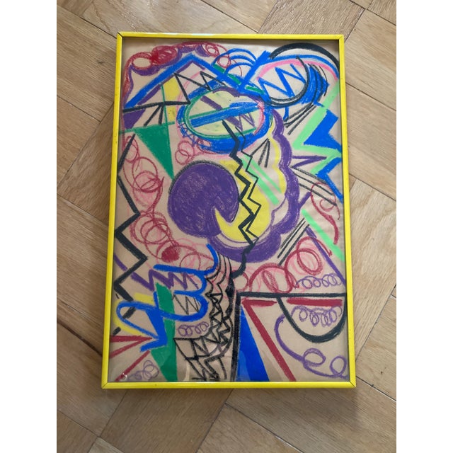 Paper 1990s Vintage Postmodern Abstract Painting on Paper For Sale - Image 7 of 11