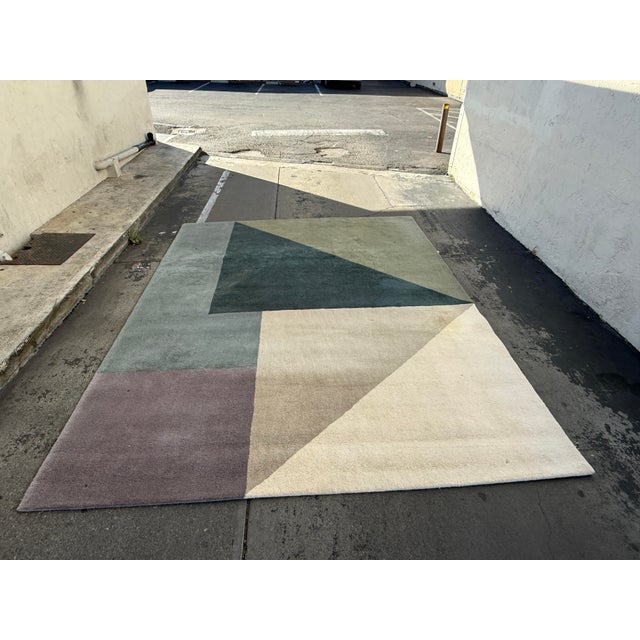 Mid-Century Modern 9ft × 11ft 10in Hanne Kortegaard for Linie Design Arguto Rug in Ocean For Sale - Image 3 of 10