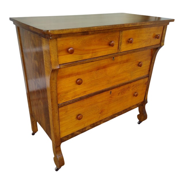 Restored Antique 19th-Century American Empire Chest of Drawers For Sale