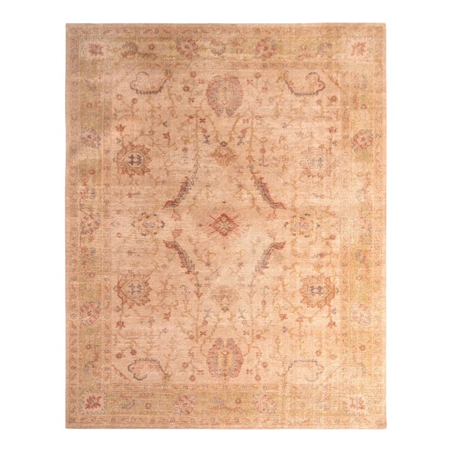 Rug & Kilim’s Oversized Traditional Floral Scroll Rug in Rose Gold, 12x18 For Sale