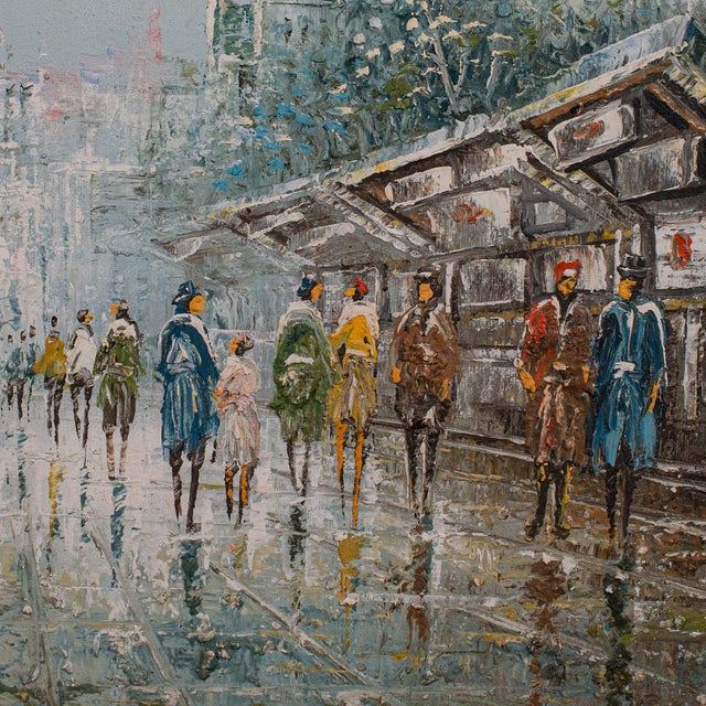 Blue Vintage Paris Painting, French, Oil on Canvas, Notre Dame, Signed, Original Art For Sale - Image 8 of 10