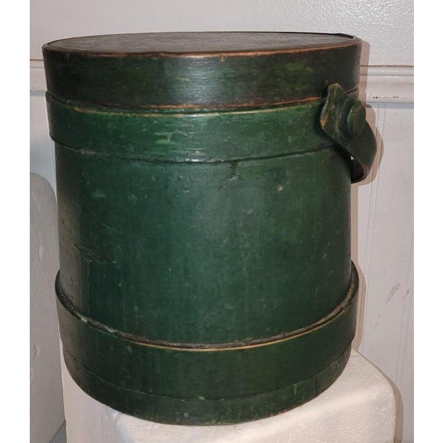Late 19th Century 19thc Original Green Painted Furkin / Bucket For Sale - Image 5 of 7
