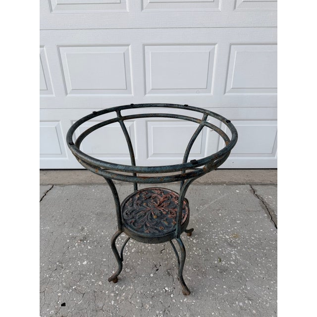 Vintage Glass Top Wrought Iron Bistro Table For Sale - Image 10 of 12