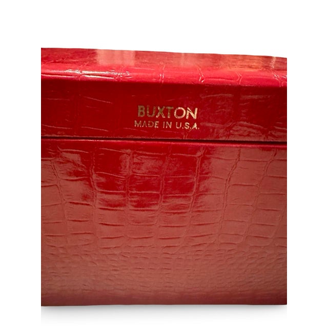Striking vintage red crocodile print jewelry box, made by Buxton in USA. Such a fun jewelry box, or as accent decor on a...