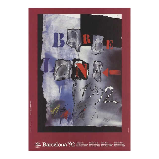 1992 Antoni Clave 'Olympics 1992 Barcelona' Blue,Red Offset Lithograph For Sale