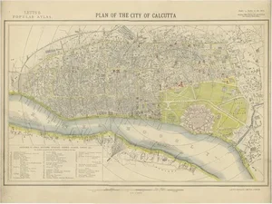 Antique Plan of the City of Calcutta India by Letts, 1883