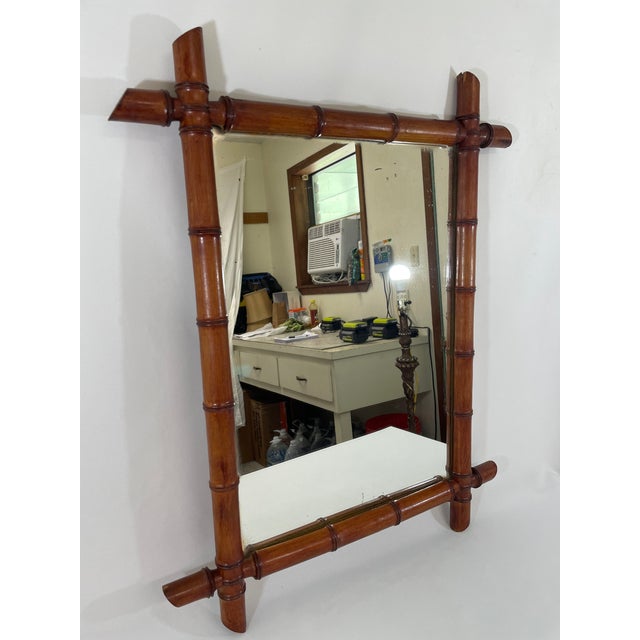 A superb hand crafted and hand turned Antique French Faux Bamboo Wooden Wall Mirror from the late 19th Century...