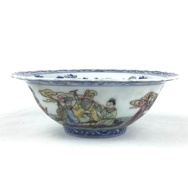 Antique Chinese Porcelain Bowl with Silk Box For Sale - Image 4 of 13