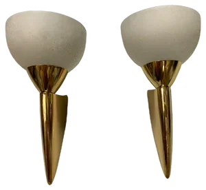 Murano Glass Brass Sconces, 1980s, Set of 2
