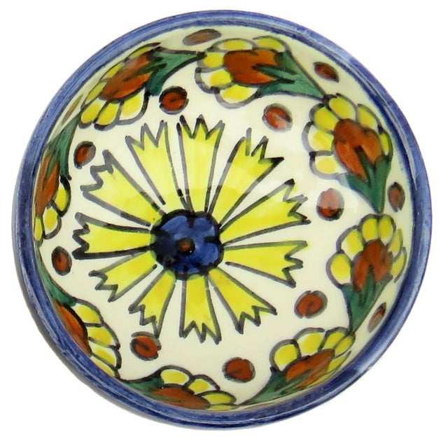 Artisan-Painted Morrocan Style Folk Art Pottery Bowls, S/5 For Sale In Tulsa - Image 6 of 9