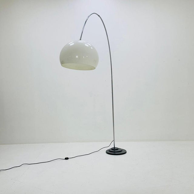 Black Large Mid-Century Space Age Italian Arched Floor Lamp, 1970s For Sale - Image 8 of 11