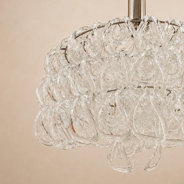 Giogali Clear Murano Glass Chandelier attributed to Angelo Mangiarotti for Vistosi, 1970 For Sale - Image 6 of 8