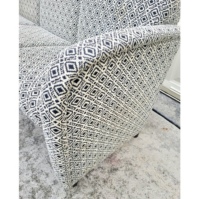 Black Custom Made Modern Sleek Black White Diamond 3 Seat Sofa Attributed to Jorge Pensi For Sale - Image 8 of 11