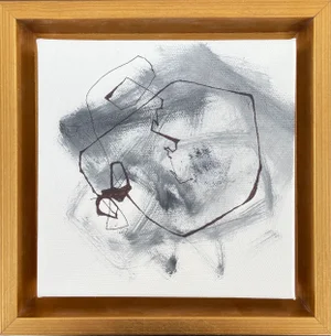 "Abstract IV" Contemporary Abstract Expressionist Mixed-Media Painting, Framed
