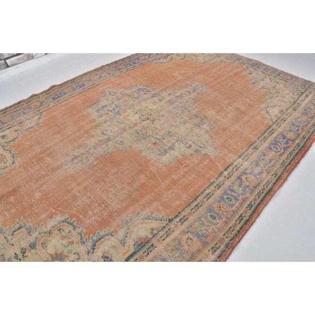 Textile 1950s Decorative Floral Oushak Wool Carpet For Sale - Image 7 of 10