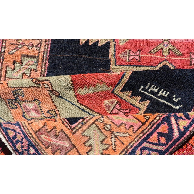 Long Hand-Knotted Antique Persian Azerbaijan Runner in Wool With Medallions 3'10 X 11'2 For Sale - Image 11 of 12