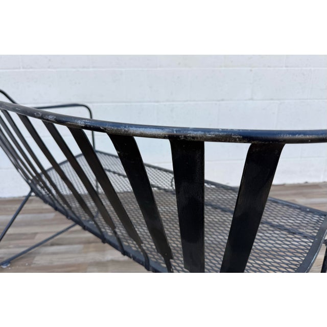 Vintage Mid-Century Modern Wrought Iron Patio Conversation Set | Loveseat & 2 Bouncer Chairs | Russell Woodard Style For Sale - Image 11 of 18