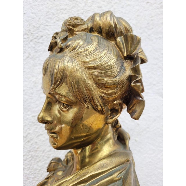 A Carrier, Bust of a Woman, 19th Century, Bronze on Marble For Sale - Image 10 of 18