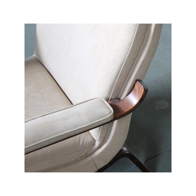 Type Light armchair Date 1960-69 Origin Denmark Materials Beech, Fabric Width 72 cm Depth 65 cm Height 78 cm Seat height...