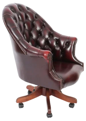 Vintage English Leather Directors Desk Chair, 1980s