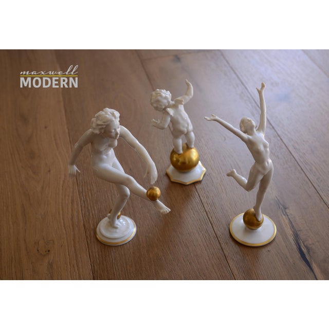 Gorgeous vintage set of 3 porcelain figurines from Hutschenreuther of Germany, designed by Carl Werner in there 1920s....