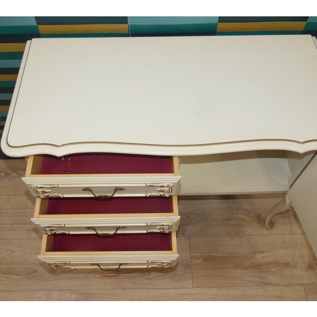1960s Chippendale White Gold Three Drawers Chest of Drawers, 1960s For Sale - Image 5 of 12