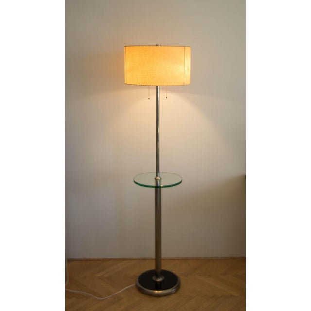 Bauhaus Nickel and Glass Floor Lamp with Side Table, 1930s For Sale - Image 4 of 14