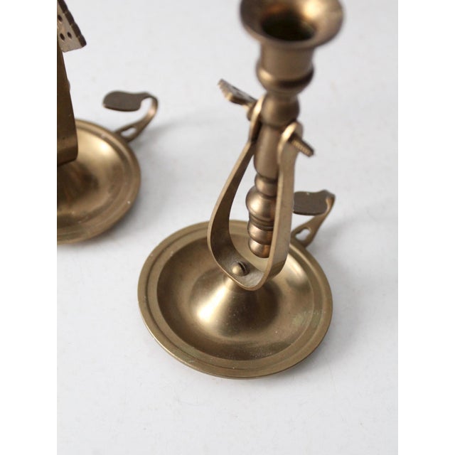 Antique Tilting Brass Chambersticks For Sale - Image 11 of 11
