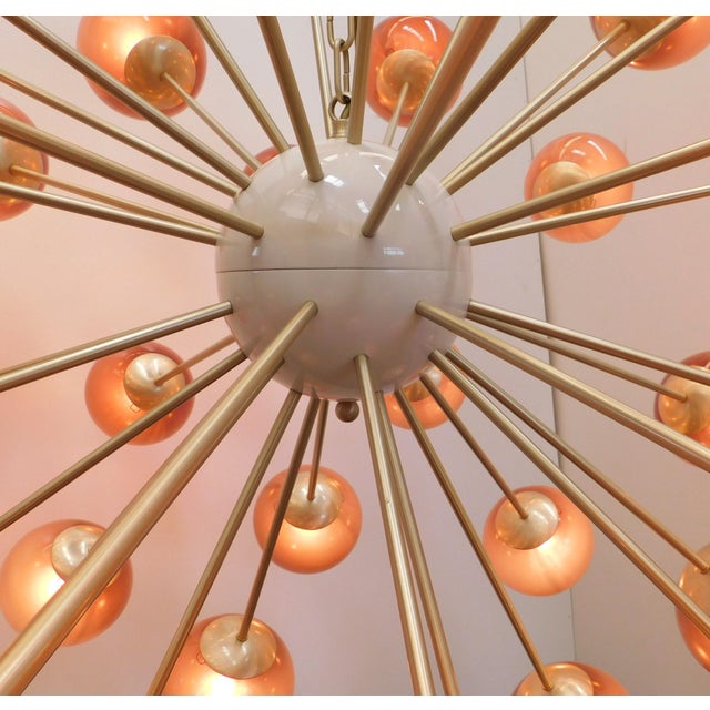 Metal 21st Century Nova Satin Brass Frosted Amethyst Murano Sputnik Chandelier by Fabio LTD For Sale - Image 7 of 7