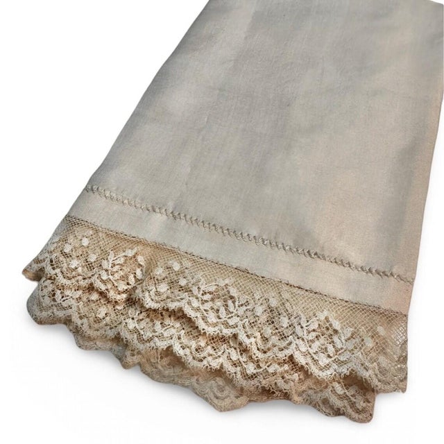 Antique Silk Boudoir Cloth with Handmade Lace, French c.1900  Bridal/Heirloom Keepsake, Marie Antoinette For Sale - Image 4 of 5