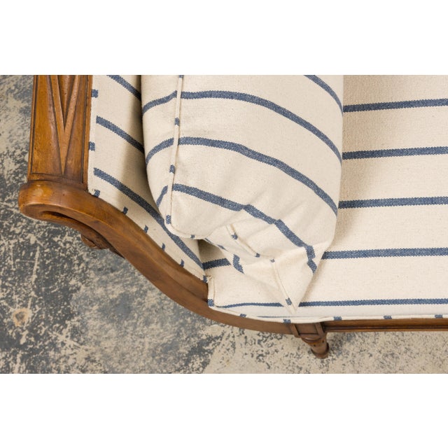 Early 19th Century French Empire Mahogany Recamier in Striped Jacquard For Sale - Image 4 of 18