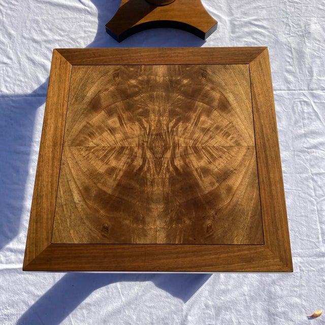 Wood Pair of Bookmatched Walnut End Tables From Baker For Sale - Image 7 of 13