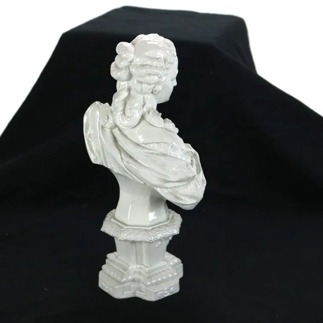 Ceramic Antique Blanc De Chine Classical Pottery Bust of a Woman Signed C1890 For Sale - Image 7 of 18