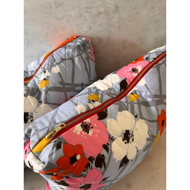 Pair of Blue Floral Vintage Fabric Lumbar Pillow Covers For Sale In Austin - Image 6 of 10