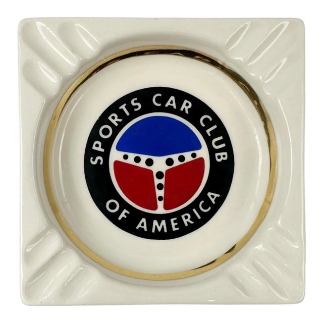 Vintage Sports Car Club of America Ceramic Ashtray For Sale