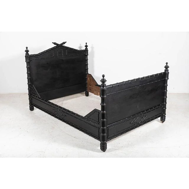 19th Century French Ebonised Faux Bamboo Bedroom Suite, Set of 4 For Sale - Image 6 of 13