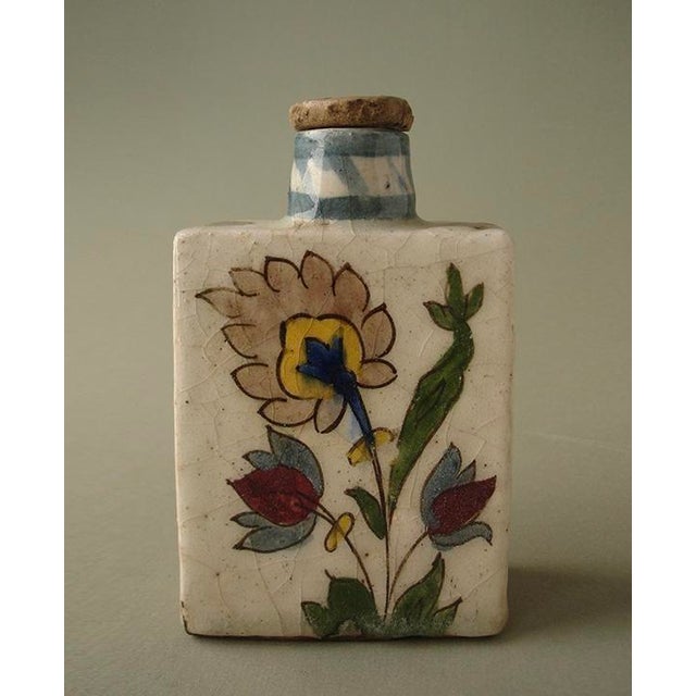Asian Antique Late 19th Century Square Ceramic Vase - Qajar Period For Sale - Image 3 of 12