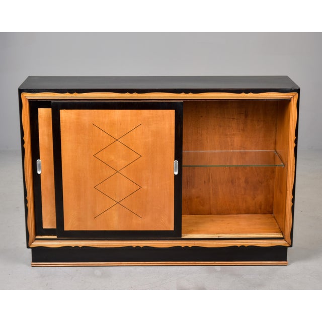 Mid-Century Italian Ebonized and Beech Sliding-Door Cabinet For Sale - Image 9 of 11