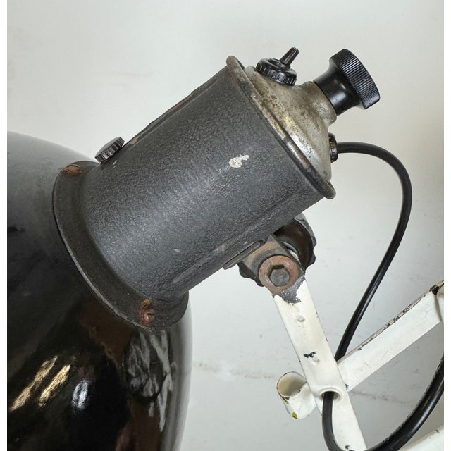 Industrial Black Enamel Scissor Wall Lamp, 1950s For Sale - Image 6 of 18