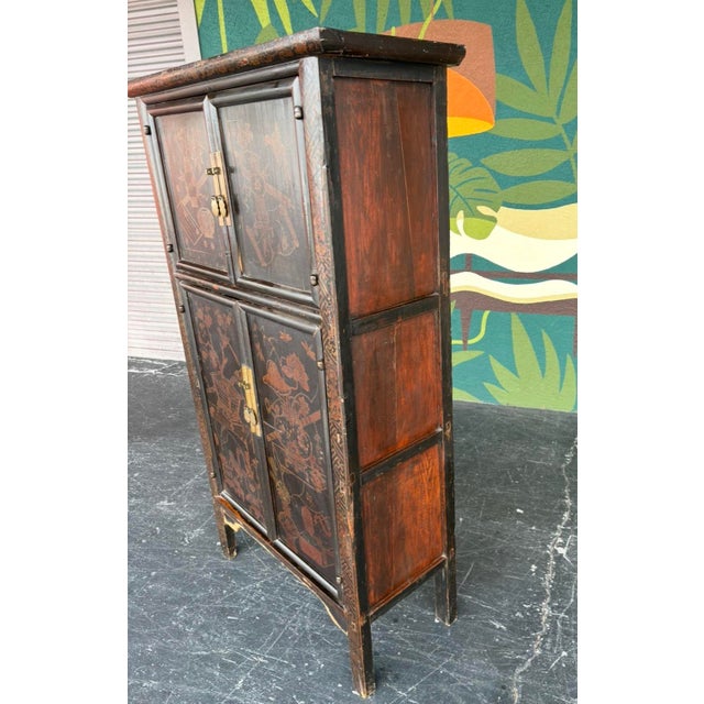 Vintage Asian Lacquered Scholar Cabinet For Sale - Image 4 of 17