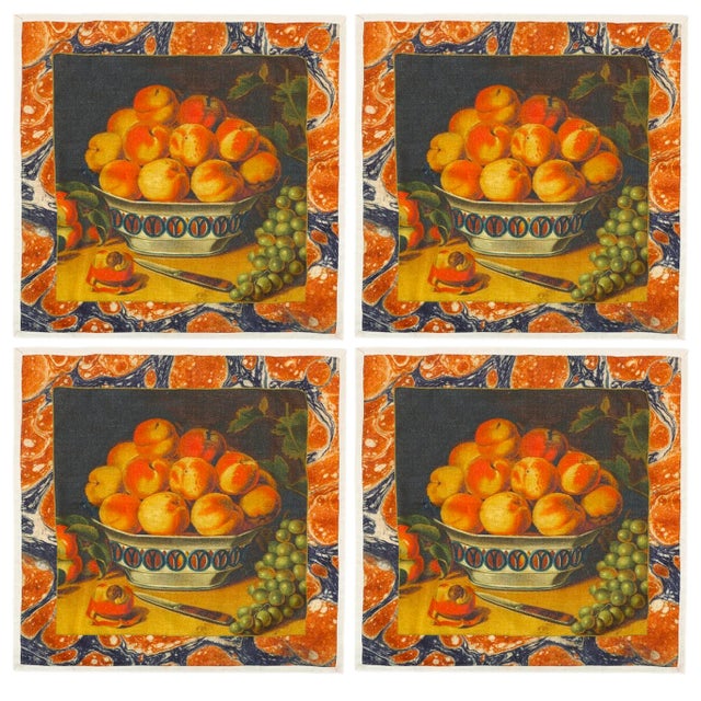 Not Yet Made - Made To Order Siren Song Peaches Dinner Napkins - Set of 4 For Sale - Image 5 of 5