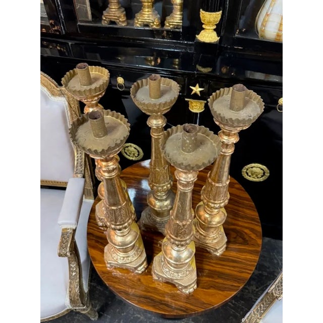 19th Century 19th Century Italian Carved and Giltwood Altar Sticks For Sale - Image 5 of 6