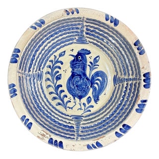 Large Spanish Fajalauza Ceramic Bowl from Lebrillo For Sale