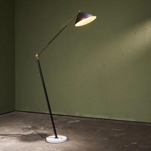This Floor Lamp from the 1960s by Stilux Milano features base of marble supports a stem placed on a diagonal axis. This...