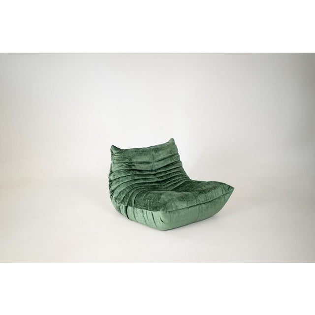 Textile Togo Lounge Chair in Pistachio Boulcet Fabric by Michel Ducaroy for Ligne Roset, 1973, Set of 2 For Sale - Image 7 of 18