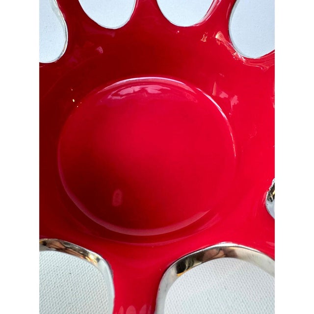 Contemporary Nima Oberoi Lunares Splash Bowl Crimson Enamel Polished Aluminum For Sale - Image 3 of 6